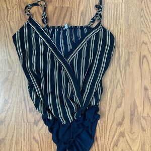 Charlotte Russe Woman’s Tank Stripped Bodysuit- EUC